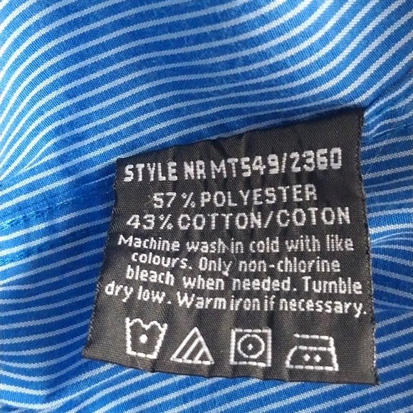 Motorgear Men's Size XL Button Up  Striped Blue Long Roll-up Sleeve Tab Shirt - Picture 6 of 9